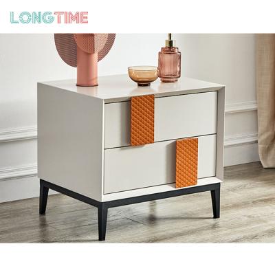 China Bedside extendable modern wooden nightstand side table with 2 drawers design for sale