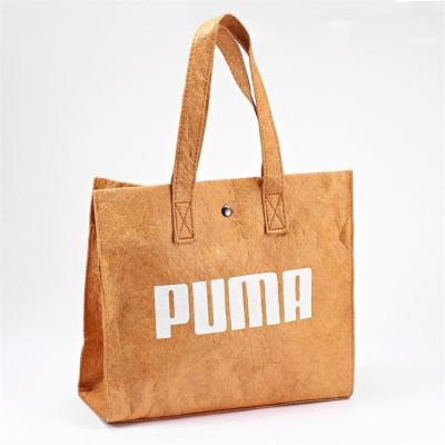 China Shopping Zipper Washable Dupont Tyvek Kraft Paper Bags With Cotton Handles for sale