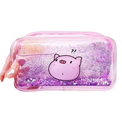 China Cute Cartoon Sequin Quicksand Pencil Creative Fresh Transparent Bag for sale