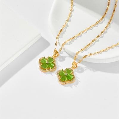 China NEW FASHION Clover Dangling Titanium Steel Necklace for sale