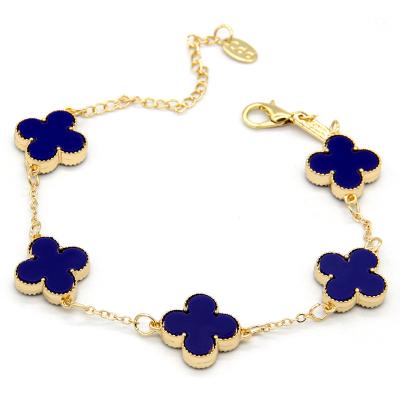 China Europe and America newcomer gold plated four leaf clover bracelet jewelry brand double side 4 leaf clover bracelet for women for sale