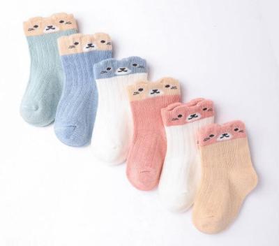 China Combed socks cotton baby spring and autumn baby socks new thongs thin loose socks newborn children boys and girls cute cartoon mouth socks for sale