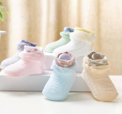 China Combed Cotton Socks Baby Socks Three Pairs of Summer Mesh Lace Bubble Mouth Baby Boneless Socks Children's Socks Thin Cotton Socks for sale