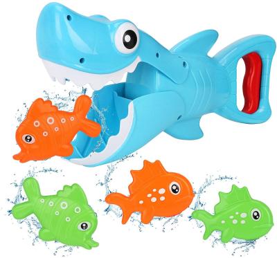 China Shark Bathroom Bathtub Toy Shark Grabber with Teeth Biting Action Include 4 Fish Swim Preschool Bath Toys for Kids Boys Girls for sale