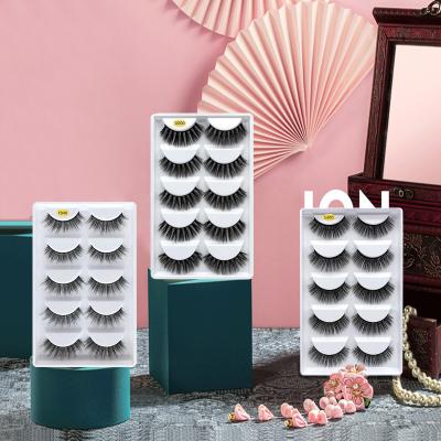 China Long 5 pairs natural false eyelashes mixed pure manual natural thick 3d mink hair simulation false eyelashes for sale