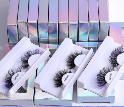 China Custom Colored Purple Long/Fluffy/Multi-Layer/Comfortable Mink Colorful Lashes With Color Highlights/Brown/Green Color Thick Highlights/, Color Eyelashes For Party for sale