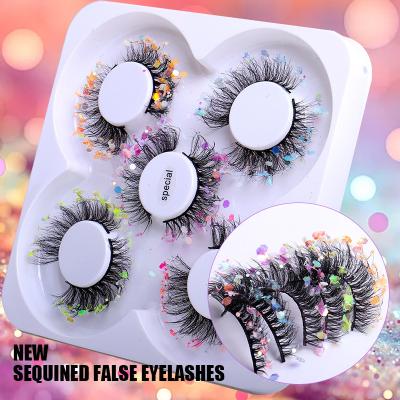 China Long/Fluffy/Multi-Layer/Comfortable Wholesale Wedding Thick/Colored Sequin Locks with Butterfly Flower Heart Decals Butterfly Color Fluffy Eyelashes for sale