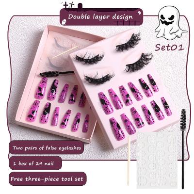 China Thick/Long/Fluffy/Multi-Layer/Comfortable Mink Vegan Eyelash High Quality Luxury Mink Lashes And Fake Press On Nails Glue Pen False Mink Eyelash Nail Set for sale