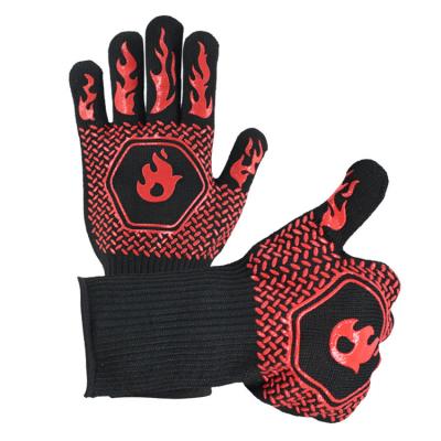 China Gujia Heat Resistant OEM/ODM 1472F Custom Heat Resistant BBQ Oven Mitts Aramid Cotton Lining Cooking and Baking Gloves for sale