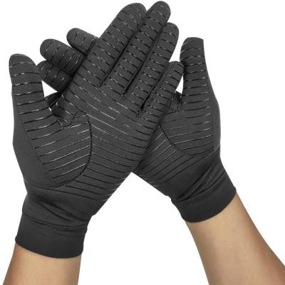 China Comfortable Compression Full Finger Black Fit Copper Infused Gloves For Arthritis for sale