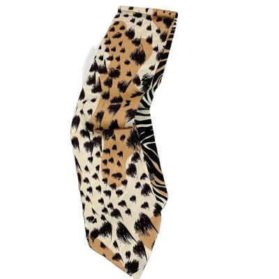 China Silk Satin Narrow Two Edges Soft Smooth Feeling Animal Print Scarves for sale