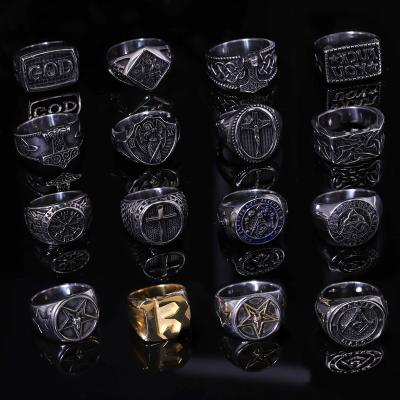 China Factory wholesale punk Viking Stainless Steel Norse Tree of Life Masonic punk rings stainless steelring Viking Skull Rune Wolf Ring of life for sale