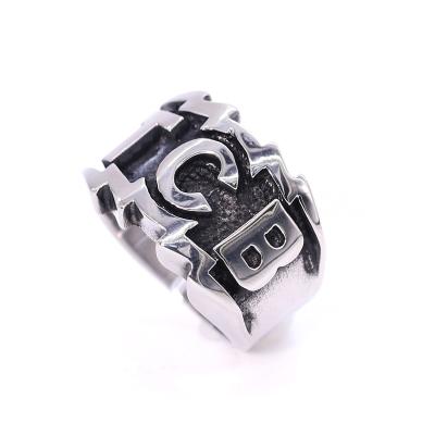 China Round Stainless Steel Letter TCB Ring Punk American Popular Hiphop Street Style Men Ring for sale