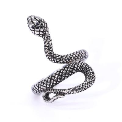 China European and American punk high quality stainless steel snake shape punk men and women winding rings for sale