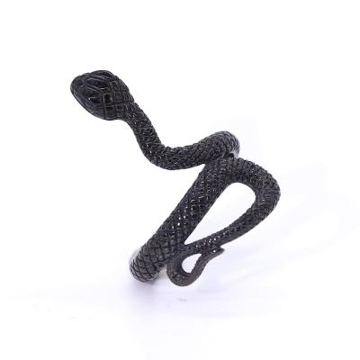 China Best Selling Punk Design Snake Black Stainless Steel Rings Style Mens Punk Rings for sale