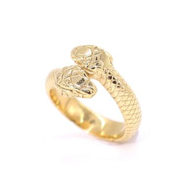 China European and American punk style gold snake stainless steel ring men's and women's double-headed hiphop ring for sale