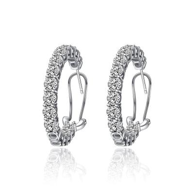 China INS CLASSIC Hot Tour Zircon Big Round 925 Sterling Silver Hoop Earrings for sale