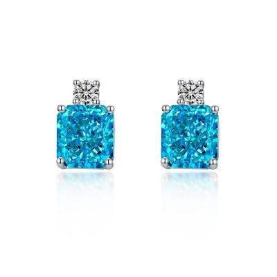 China WDM CLASSIC custom simple jewelry 925 rhodium silver sea ice blue crushed zircon earrings for women for sale