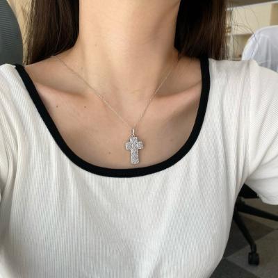 China Hot Selling Romantic 925 Sterling Silver Amazon Cross Necklace Rhodium Plated Zircon Pendant For Women for sale