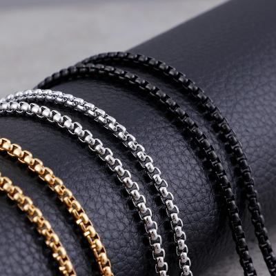 China High Quality WDM Jewelry Manufacturer High Quality Stainless Steel Roll 18k Silver Gold Filled Jewelry Necklace Box 3mm Plated Chain Men for sale