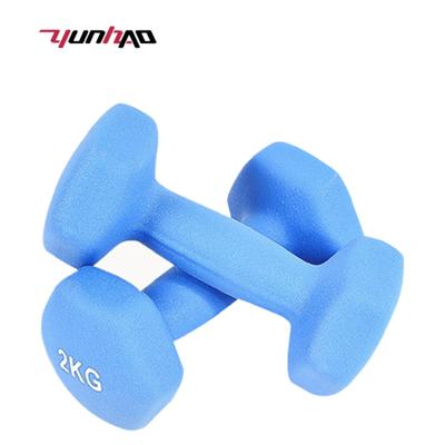 China Wholesale High Quality YC Color Hexagon Head Neoprene Plastic Dip Coated Cast Iron Women Dumbbells Hand Weight Set, Non-Slip, Anti-Roll1-10KG for sale