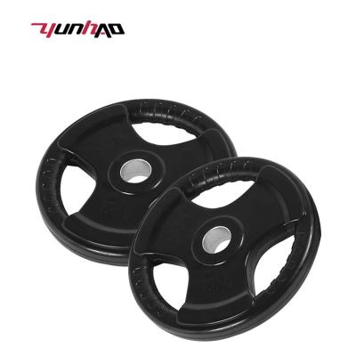 China YC Rubber Coating Plate Three Hole Gym Barbell Universal Hot Selling Bumper Weight Plate2.5LB, 5LB, 10LB, 25LB, 35LB, 45LB for sale