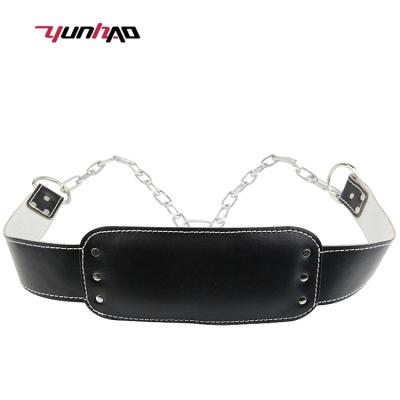 China For YC Weightlifting Factory Direct Cowhide Leather Weightlifting Belt Dipping Belt For Weightlifting With Adjustable Steel Chain for sale