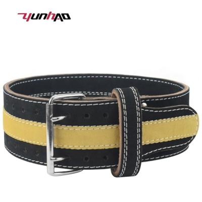 China Hot Selling YC Logo Gym Logo Gym Non-Slip Heavy Duty Fitness Leather Weightlifting Leather Belts For Women Men for sale