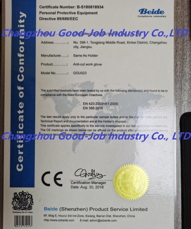 EN388，EN420 - CHANGZHOU GOOD-JOB INDUSTRY CO., LTD.