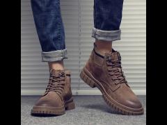 KHAKI Pig Leather Tooling Lace Up Comfortable Stylish Sneakers Martin Boots