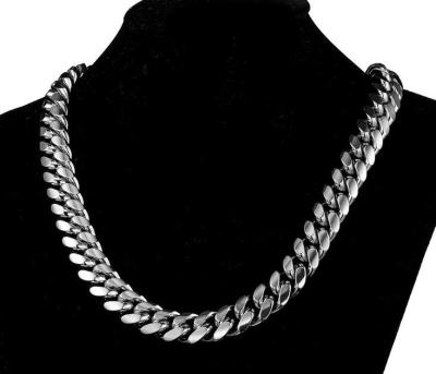 China Hiphop Wholesale 8mm 10mm 12mm 14mm Men's Cuban Hip Hop Link Chain Necklace Jewelry Features Cuban Multiple Silvler Stainless Steel for sale