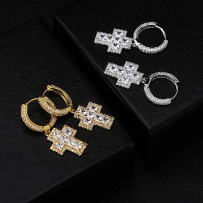 China Hip Hop Hip Hop Rock Jewelry For Women Gift Gold Silver Color Iced Out High Quality Zircon Stone Stud Earring for sale