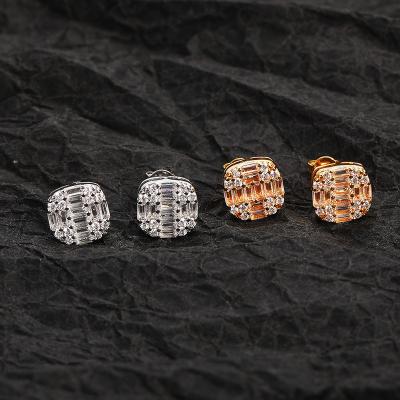 China Latest Hiphop Design Trendy Stud Earrings Adjust Micro Earring Set Zircon Simple Design Fashion Men And Women Stud Earrings for sale