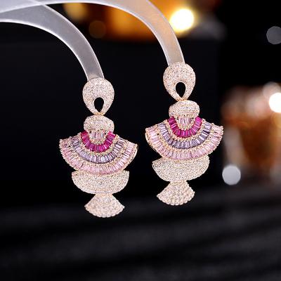 China FASHIONABLE Luxury Cubic Zircon Crystal Multi Color Geometry Shape Jewelry D.C.A. Drop Earrings For Women for sale