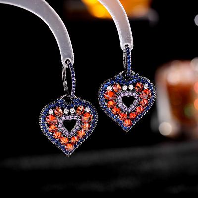 China Colorful CZ Crystal Heart Drop Earring Cubic Zircon Earrings Women Jewelry Trendy Girlfriend Gift for sale