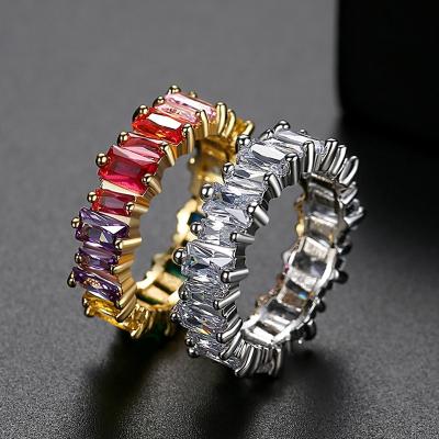 China White Hiphop Hip Hop Eternity Rings For Women Men Luxury Wedding Bands Zircon Multicolor Woman Girl Couple Gift Fashion Jewelry for sale