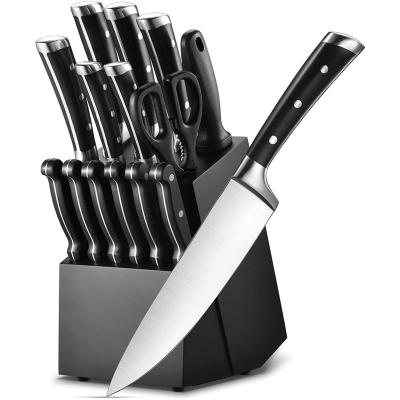 China Sustainable Carbon Stainless Steel Professional Design Custom Kitchen Cooking Chef Knife Block Set for sale