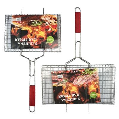 China Wholesale Easily Cleaned Barbecue Grilling Folding Basket Place Baskets With Handle Portable Outdoor Camping for sale