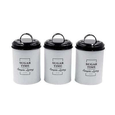 China Keeping Fresh Around Space Saving Galvanized Metal Kitchen Countertops Jars For Storage Of Tea Coffee And Sugar for sale