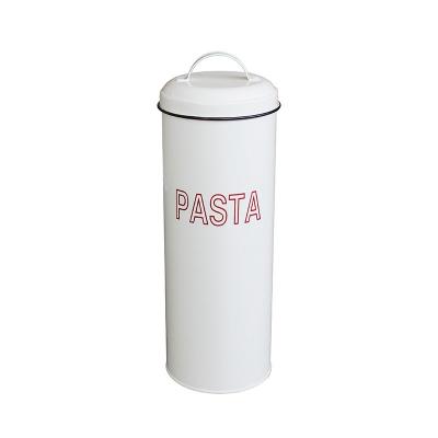 China Custom Logo Color Galvanized Metal Tea Freshness Storage Coffee Sugar Kitchen Storage Container Cylinder Spaghetti Canister for sale