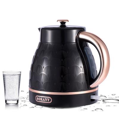 China Household 360 Degree Rotation Electric Kettle Base Boiling Water Automatically Shut Fish To Model Retro Black Hot Water Kettles for sale