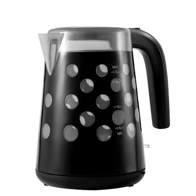 China 360 Hole Black Round Base 1.7L Degree Rotation Electric Kettle Hotel Home Stainless Steel Rechargeable Kettle for sale