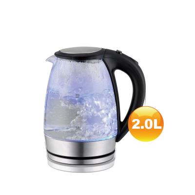 China High Capacity 2l Cordless Environmental Friendly Automatic Power-up Electric Cooking Glass Kettle for sale