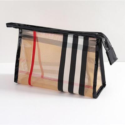 China Bulk Clear Organizer Recycled Makeup Grid Mesh Makeup Bag Waterproof Custom Fashion PVC Wash Set Travel for sale