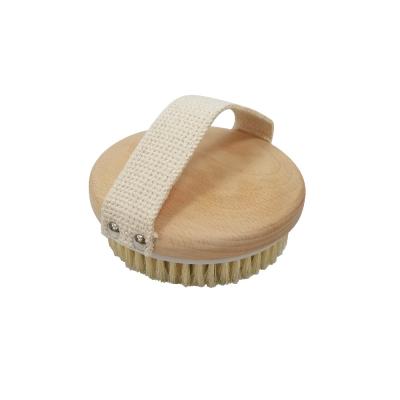 China All Natural Wooden Natural Hog Bristle Exfoliating Dry Skin Body Brush For Bathing And Showering Massage for sale