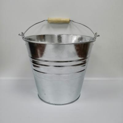 China Sustainable 8L Round Shapge Galvanized Steel Bucket Handle Metal Wood Bucket for sale