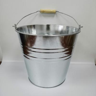 China Durable Heavy Metal Log 12L Handle Galvanized Steel Pail Bucket For Household Cleaning for sale