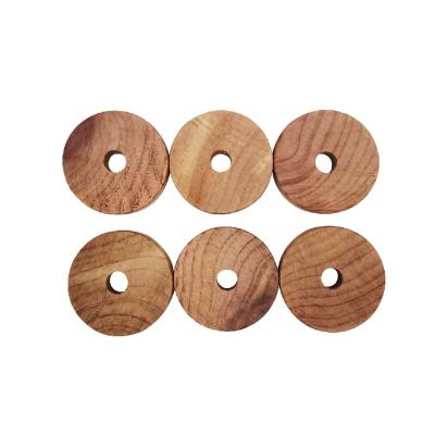 China New Arrival 100% Cedar Wood Block 6 PCS 4 Cm Sustainable Natural Aromatic Wood Ring Anti Moth Repellent For Clothes Storage for sale