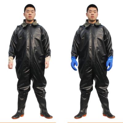 China Adjustable Strap Waterproof 100% Waterproof Waders PVC Fabric Coverall Suit Fishing Waders With Gloves Fishing Ware Wading Users Outdoor PVC Coating HXE022S for sale