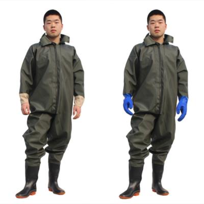 China 100% Direct Wholesale Body Green Waterproof Factory Adjustable Strap Fully Fishing Waders With Camouflage Boots For Man for sale